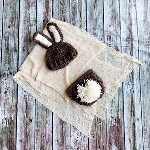 Crochet Newborn Bunny Hat and Diaper with wrap